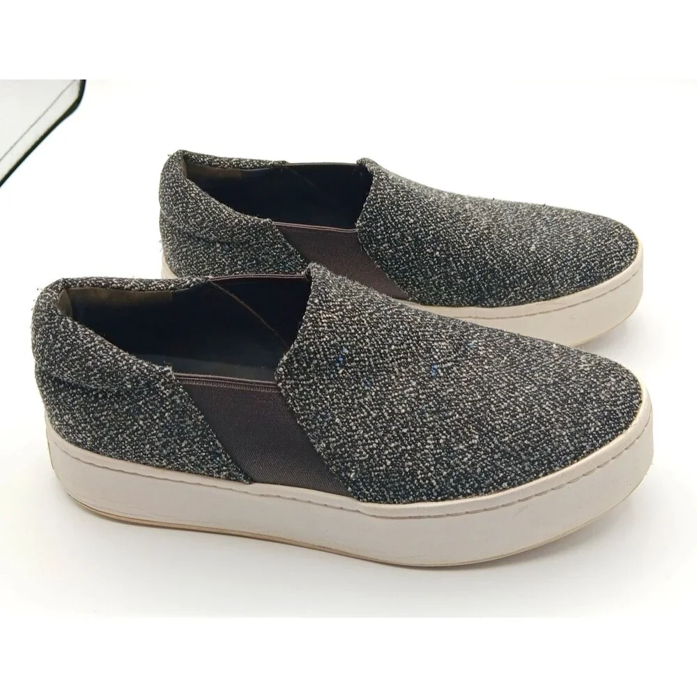 Vince Warren Sneakers Shoes Wm 8.5 Gray Tweed Slip On Platform Nautical Preppy